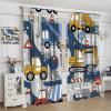Construction Truck Blackout Window CurtainsHand Drawn Cartoon Construction Trucks and Bulldozers for Baby Boys Bedroom Nursery Children Drapes 2 Panels 63x63in view 4