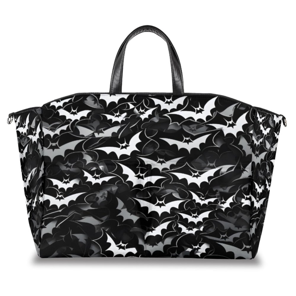 Bardic Bat Pattern Diaper Bag Tote, Halloween Goth Travel Diaper Tote Bag for Mom and Dad, Multifunction Large Baby Bag Nappy Bags with Stroller Straps