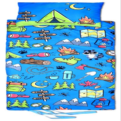 iscream Fun Print Cozy Silky Soft Fleece Lined Sleeping Bag and Pillow Set for Kids - Camp Out