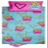 iscream Yummy Print Cozy Silky Soft Fleece Lined Sleeping Bag and Pillow Set for Kids - I Heart Fries view 1