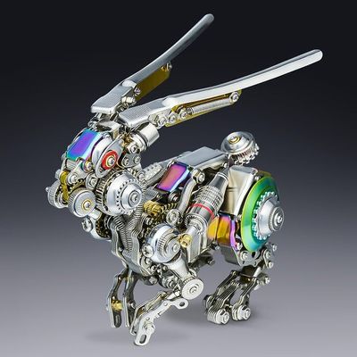 Metalkitor 3D Metal Puzzles for Adults, Cyberpunk Rabbit Mechanical Model DIY Ornament - Assembly Jigsaw Crafts Brain Teaser - Perfect Desk Decor and Gift Choice(200+PCS)