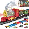 Electric Train Set Christmas Train Toys for Boys with Smokes, Lights and Sound (ON/Off) Rechargeable Train Set Under Christmas Tree, Toddler Model Trains for 3 4 5 6 7 8+ Years Old Kids Gifts view 1