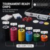 HEITOK Poker Chips Set with Denominations, 300pcs 11.5g Professional Numbered Chips with Aluminum Case Includes 5 Dice & 2 Decks of Pokers for Texas Hold'em view 3