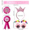 YumSur Personalised Birthday Party Dress-Up Set - Crown, Tiara, Birthday Girl Badge, Sash, Ribbon Medal for Girls, Kids, and Adults view 2
