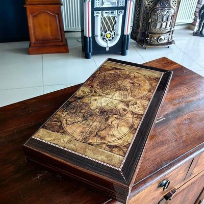 19" inch Backgammon Sets for Adults X Large Wooden Game Board World Map Handmade Game Sets and Checkers Gift idea for Dad, Husband, Birthdays