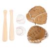SHINEOFI 2 Sets Miniature Baseball Bats Gloves Kit Simulation Baseball Model Toys Mini Sports Baseball Bat Glove and Ball Set for Dollhouse Accessories Crafts Project Decoration, Khaki view 1