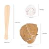 SHINEOFI 2 Sets Miniature Baseball Bats Gloves Kit Simulation Baseball Model Toys Mini Sports Baseball Bat Glove and Ball Set for Dollhouse Accessories Crafts Project Decoration, Khaki view 2