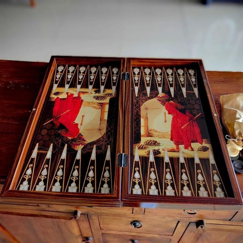 19"-inch Backgammon Sets for Adults X Large Wood Game Board Handmade Game Sets and Checkers - Gift idea for Dad, Husband, Birthday, Anniversary