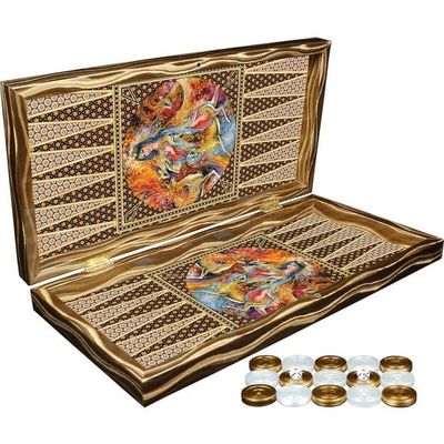 19" inch Backgammon Sets for Adults X Large Wooden Game Board Handmade Game Sets and Checkers Gift idea for Dad, Husband, Birthdays