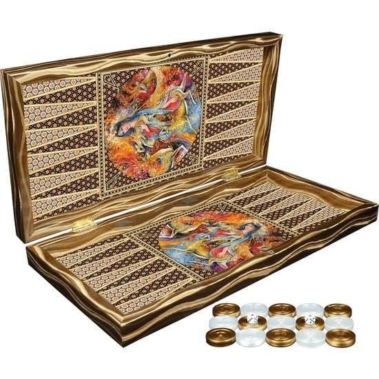 19" inch Backgammon Sets for Adults X Large Wooden Game Board Handmade Game Sets and Checkers Gift idea for Dad, Husband, Birthdays