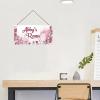 Personalized Pink Flower Floral Kids Room Door Sign Custom Name Boys Girls Bedroom Decor Wall Art Toddler Baby Nursery Wood Plaque view 2
