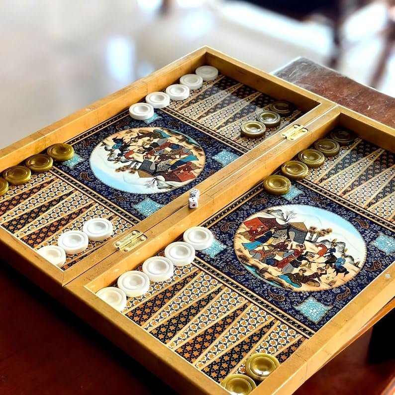 19" inch Backgammon Sets for Adults X Large Wooden Game Board Handmade Game Sets and Checkers - Gift idea for Dad, Husband, Birthdays, Anniversary