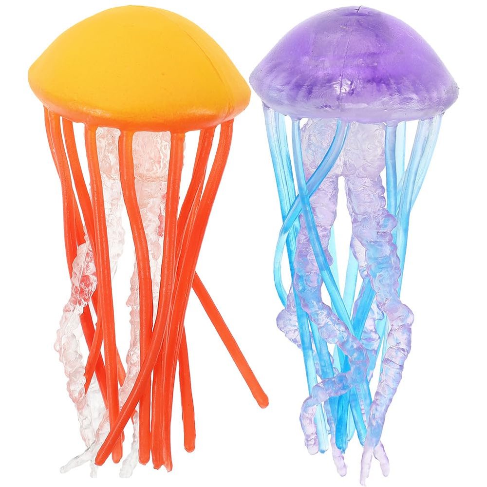 Abaodam Realistic Jellyfish Model Toy 2Pcs Mini Ocean Animal Figurines Educational Sea Creature Decor for Kids Party Display 3.54X1.57X1.57In