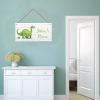 Personalized Dinosaur Sign, Cute Cartoon Art For Kids Room Custom Name Door Wall Decor, Floral Nursery Art Plate For Boys Room Girls Bedroom Little Man Cave view 4