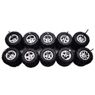 5 Set 1/64 Off Road Wheels and Tires Set, 1 64 Scale Wheels Large Trucks Off-Road Modified Tire with 5 Styles Rims(Tire Diameter 0.68in/17.2mm) (Silver Plated)
