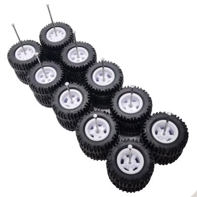 10 Set 1/64 Off Road Wheels, 1:64 Scale Wheels and Tires Set Large Trucks Off-Road Modified Tire with 5 Styles Rims(Tire Diameter 0.68in/17.2mm) (White)