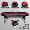GUTSHOT Foldable Poker Table for 10 Players - Premium Soft-Padded Armrest, Individual Cup Holders, Portable Mat - Crafted with Durable Materials, Long-Lasting Poker Table (Red) view 3