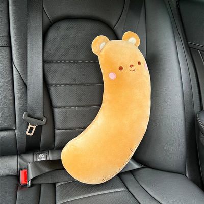 HOUKIG Car Seat Belt Cover Stocking Stuffers Cute Toy Rabbit Safety Seatbelt Shoulder Pad Auto Accessory Neck Cushion Protector Seatbelt Shoulder Protector Sleeping Pillow Nice Gift (Bear)