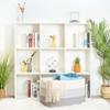 MINTWOOD Design 22in Extra Large Blanket Basket Holder Living Room, Rectangle Rope Woven Storage Basket with Handles for Laundry, Pool Towels, and Shoes, Dog Toy Organizer Bin Box, 3-Tone Light Gray view 4
