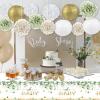 Chunnin Sage Green Gold Baby Shower Decorations Sage Green Oh Baby Banner Paper Lanterns Tissue Pom Poms Eucalyptus Leaf Tablecloth for Boy Girl Gender Reveal Boho Greenery Party Supplies view 4