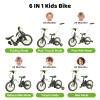JMMD 6 in 1 Toddler Bike with Push Handle for Kids 18-60 Months, 12" Foldable Balance Bike with Training Wheels, Pedals, Brakes, Kickstand, Push Tricycle Toddler Gift & Toys for Boy & Girl view 2