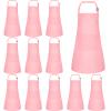 BOUBONI 12 Pack Kids Apron Bulk with 2 Pockets Adjustable Chef Art Apron Kids Painting Aprons for Cooking Baking Painting Crafting Grilling ActivityPink view 1