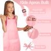 BOUBONI 12 Pack Kids Apron Bulk with 2 Pockets Adjustable Chef Art Apron Kids Painting Aprons for Cooking Baking Painting Crafting Grilling ActivityPink view 3