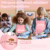 BOUBONI 12 Pack Kids Apron Bulk with 2 Pockets Adjustable Chef Art Apron Kids Painting Aprons for Cooking Baking Painting Crafting Grilling ActivityPink view 4