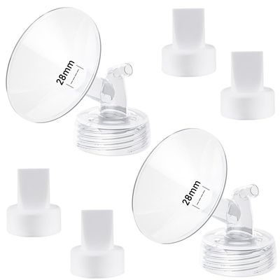 6 Piece Pump Part Set, 2pcs 28mm Flange and 4pcs Duckbill Valve Compatible with Spectra S1 S2 S9 Plus Synergy Gold Breast Pump, for Spectra Accessories Replacement