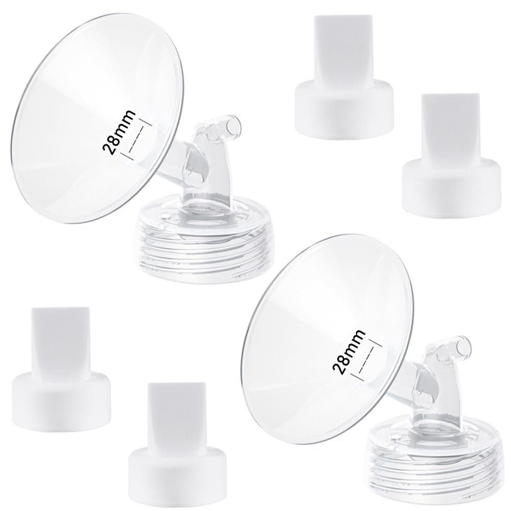 6 Piece Pump Part Set, 2pcs 28mm Flange and 4pcs Duckbill Valve Compatible with Spectra S1 S2 S9 Plus Synergy Gold Breast Pump, for Spectra Accessories Replacement
