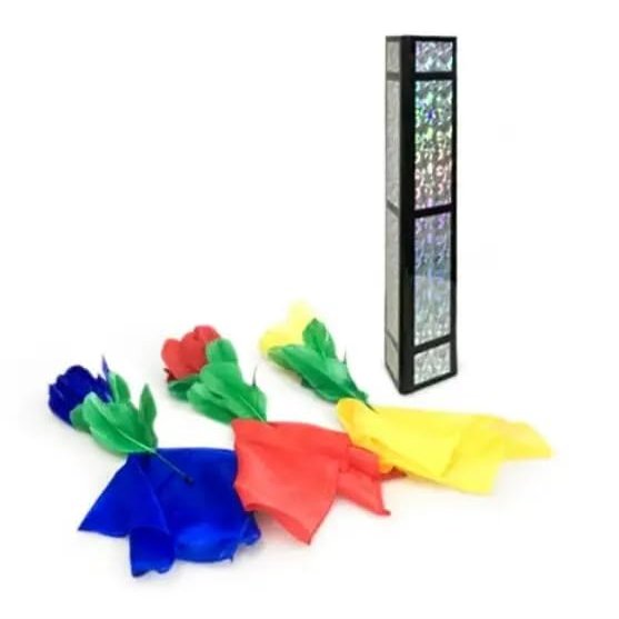 MOMOMAGE Flower Triangle Magic Tricks Stage Street Magic Flowers Appears from Empty Tube Magic Illusion Gimmick Props for Magicians