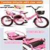 Folding Toddler Pedal Tricycle for Aged 3-10 Years Old,Children Large Tricycle with Rear Push Rod and armrest,Tandem Rickshaw trikes with Large Rear seat,3 Wheeled Cruiser Bike view 4