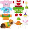 Clysee 10 Pcs Guinea Pig Clothes, 5 Guinea Pig Costume Outfit, 5 Mini Hat with Adjustable Strap Small Animal Warm Vest Sweater Cozy Hand Knitted Hat for Hamster Bunny(Cute Style) view 1