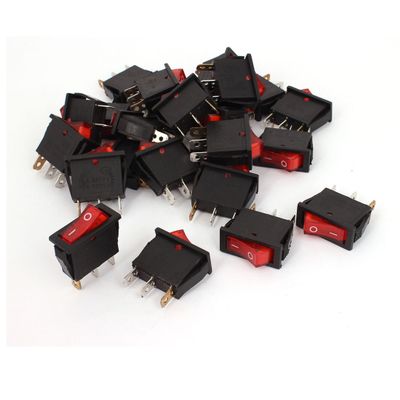 POWTAXBJGD 24pcs Kcd-104 Spst On-Off Red LED Rocker Switch AC 250V/15A 125V/20A