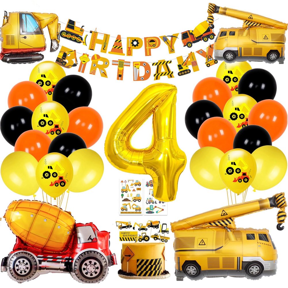 Construction Birthday Party Supplies,Party Decorations Kits Construction Birthday Party Supplies Foil Balloons for Construction Theme Party