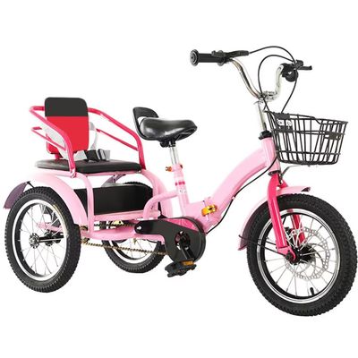 Dual Seats Children's tricycles,Toddler Tricycle for 3-9 Years Old,Mobility Pedal Bike with disc Brake,Outdoor Cruiser Bike Trike for Traveling and Shopping,Folding Tandem Tricycle