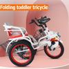 Folding Toddler trikes with Parent Handle,3-10 Years Tandem tricycles with Rear Passenger seat,Height Adjustable Saddle with armrest,3 Wheeler Pedal Rickshaw trikes with Pneumatic tire Spoke Wheel view 2