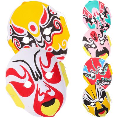 ABOOFAN 6pcs Sichuan Flocking Masks Decorative Cosplay Masks for Stage Performance Mixed Style Unique Party Props for Role Play and Home Decor
