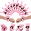 Ceenna 16 Pcs Bear Stuffed Animal Slap Bracelets Plush Party Favors Slap Bracelets Bulk 8.66 Inch Wristband for Gift Bag Fillers Classroom Prize Halloween Wedding Birthday Baby Shower, Pink view 1