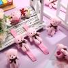 Ceenna 16 Pcs Bear Stuffed Animal Slap Bracelets Plush Party Favors Slap Bracelets Bulk 8.66 Inch Wristband for Gift Bag Fillers Classroom Prize Halloween Wedding Birthday Baby Shower, Pink view 3