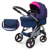 Bayer Design 17554AA City Max Doll Pram with Bag, Height Adjustable, Front Swivel Castors, Convertible to Buggy with Integrated Basket view 1