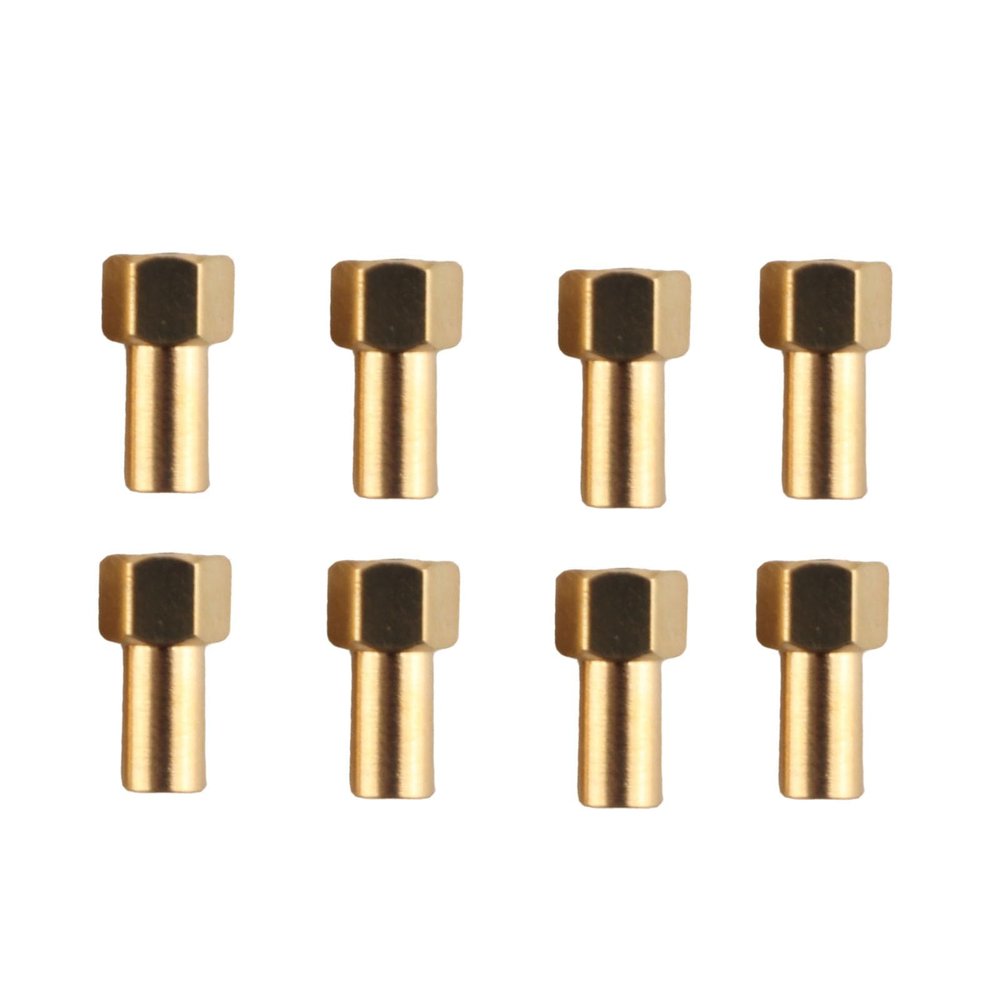 1/24 RC Hex Nut, Pack of 8 Gold Brass Wheel Nuts 1/24 RC Hex Nuts Set Wear RC Wheel Lock Nut Spare Parts RC Accessories Replacement Fit for SCX24 RC Model Car (8mm)