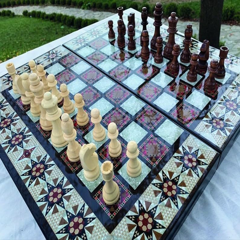 19"-in Luxury Backgammon Board Set for Adults X Large Wooden Game Board Handmade Game Sets and Pieces - Gift idea for Dad, Husband