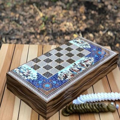 19"-inch Luxury Backgammon Sets for Adults X Large Wood Game Board Handmade Game Sets and Checkers - Gift idea for Dad, Husband, Birthday