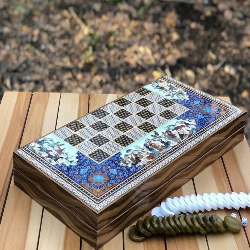 19"-inch Luxury Backgammon Sets for Adults X Large Wood Game Board Handmade Game Sets and Checkers - Gift idea for Dad, Husband, Birthday
