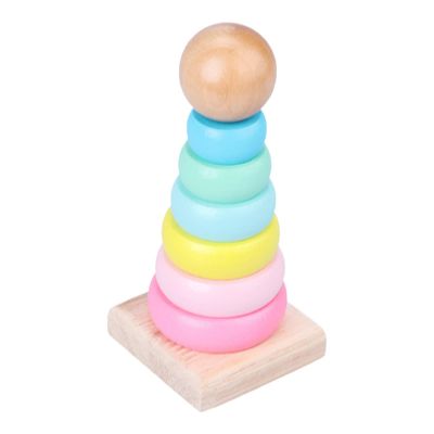Baby Stacking Rings Toy, Preschool Sensory Toy, Color Recognition, Montessori Toy Rainbow Rings Stacker for Holiday Festivals, Macaron