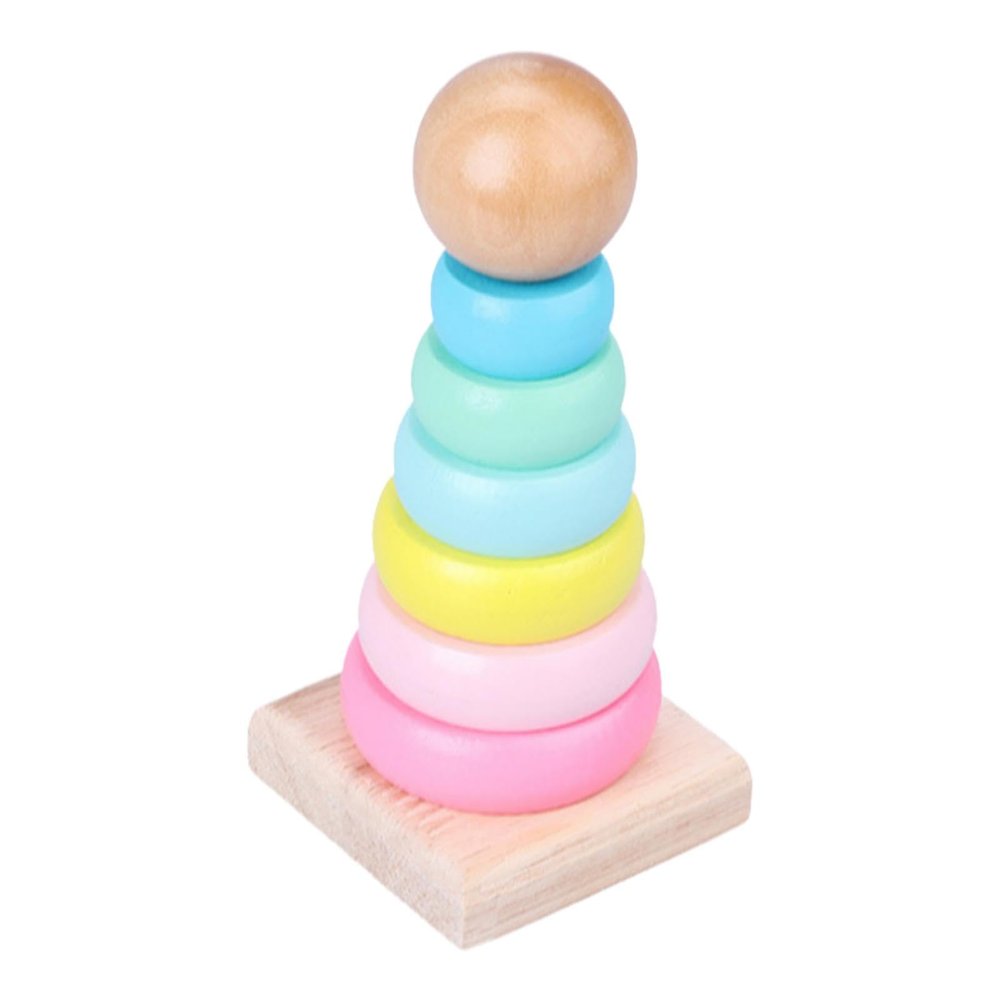 Baby Stacking Rings Toy, Preschool Sensory Toy, Color Recognition, Montessori Toy Rainbow Rings Stacker for Holiday Festivals, Macaron