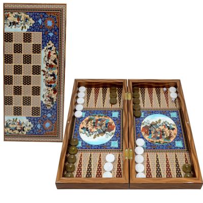 19"-inch Persian Backgammon Board Chess Set for Adults X Large Wooden Game Board Handmade Game Sets and Pieces - Gift idea for Dad, Husband, Birthdays
