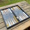 19"-inch Backgammon Board Set for Adults Large Wooden Game Board Handmade Game Sets and Checkers Marble Pattren - Gift idea for Dad, Husband, Birthdays view 1