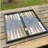 19"-inch Backgammon Board Set for Adults Large Wooden Game Board Handmade Game Sets and Checkers Marble Pattren - Gift idea for Dad, Husband, Birthdays view 4